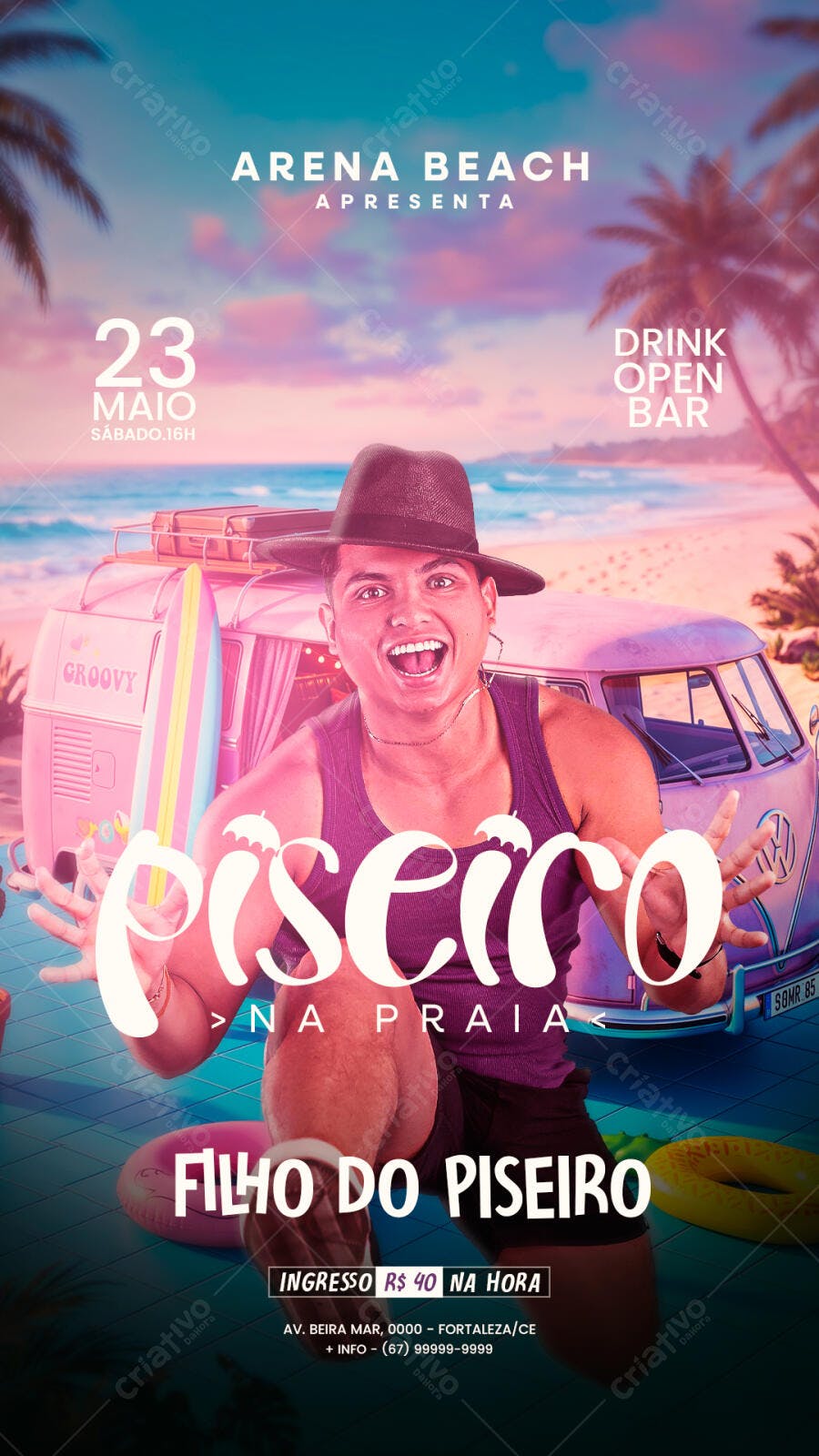 Story Piseiro Na Praia Show Musical PSD Editável
