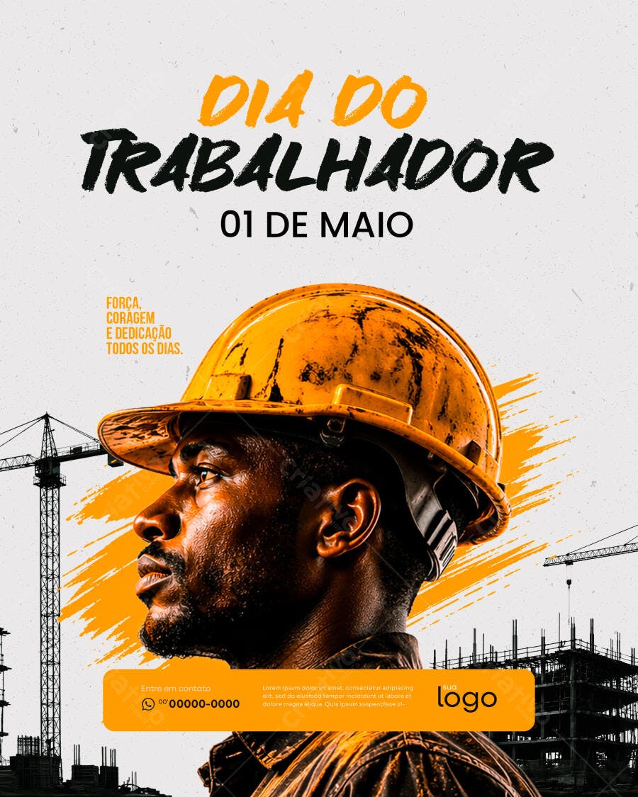 Template Canva Post Dia do Trabalhador 1 de Maio Construção Editável