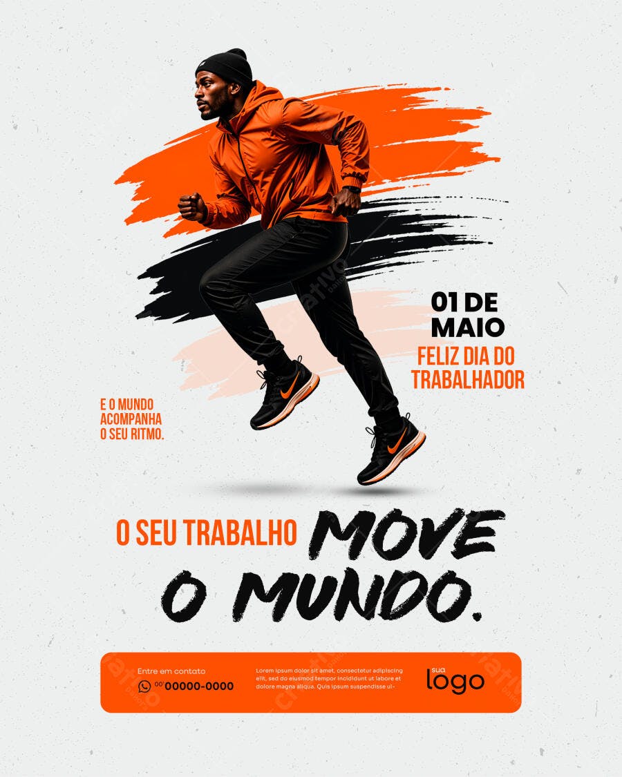 Template Canva Post Dia do Trabalhador Fitness Moderno Editável