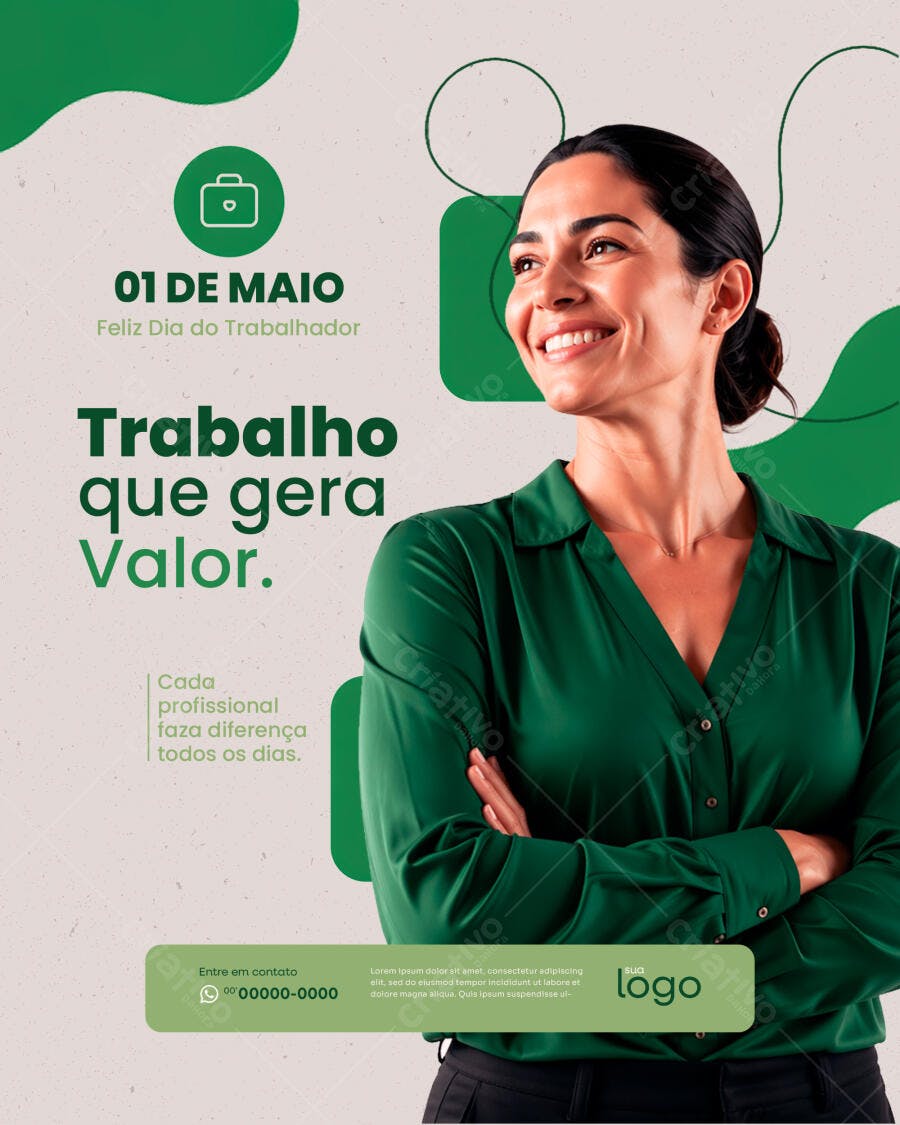 Template Canva Post Instagram Dia do Trabalhador Verde Moderno Editável