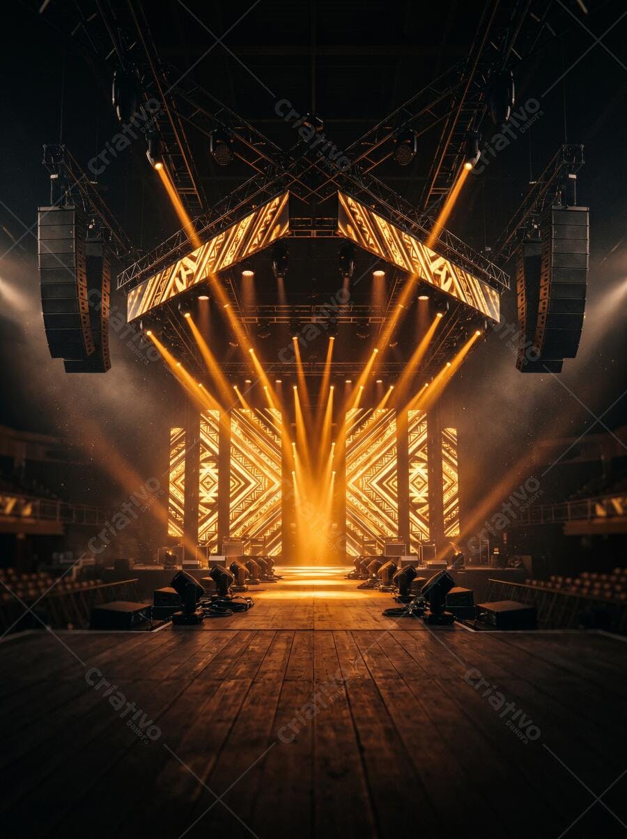 Textura Palco Show Luzes Laranja Dourado para Eventos