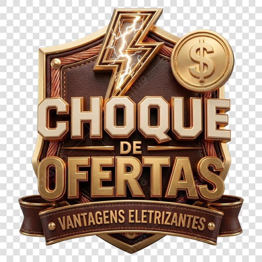 Elemento 3D Choque de Ofertas Raio Dourado PNG Fundo Transparente