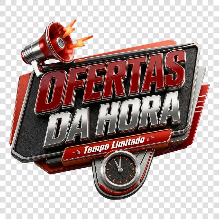 Elemento 3D Ofertas da Hora Tempo Limitado PNG Fundo Transparente