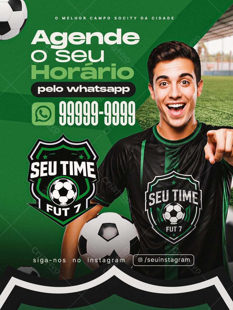 Flyer Campo de Futebol Society Fut 7 PSD Editável