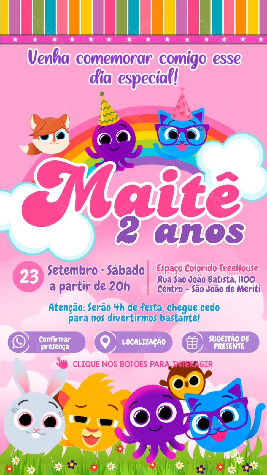 Convite Aniversário Blippi e Amigos 2 Anos Editável