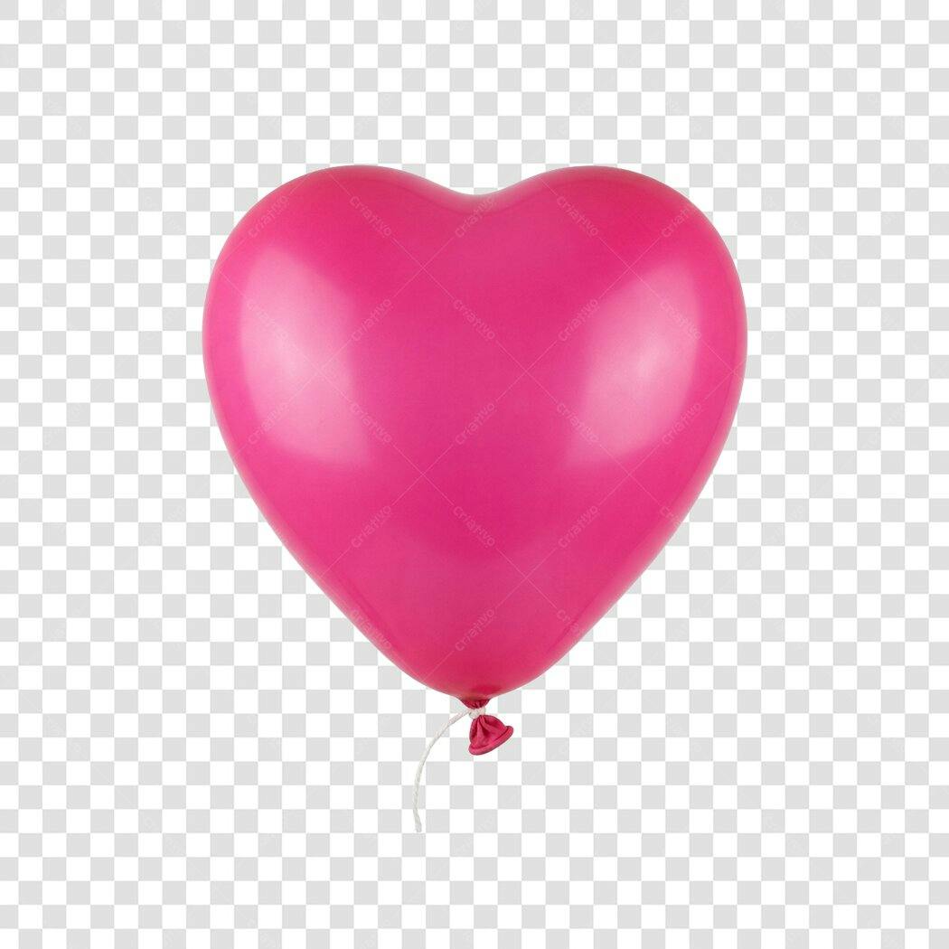 Elemento 3D Balão Coração Rosa Dia dos Namorados Junho PNG Fundo Transparente