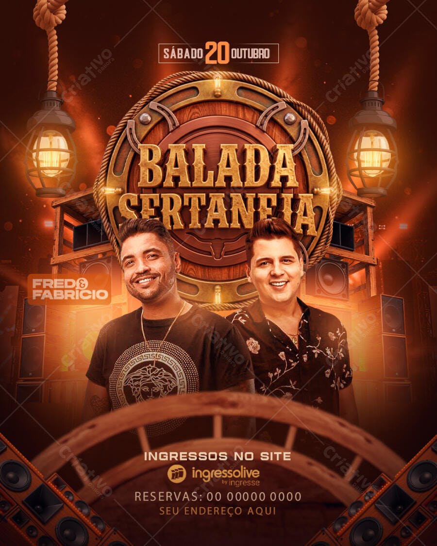 Flyer Balada Sertaneja Outubro Evento PSD Editável