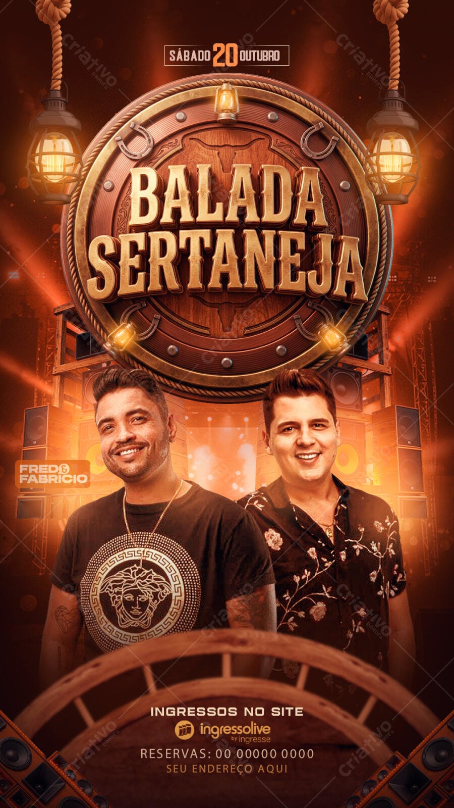 Flyer Balada Sertaneja Outubro PSD Editável