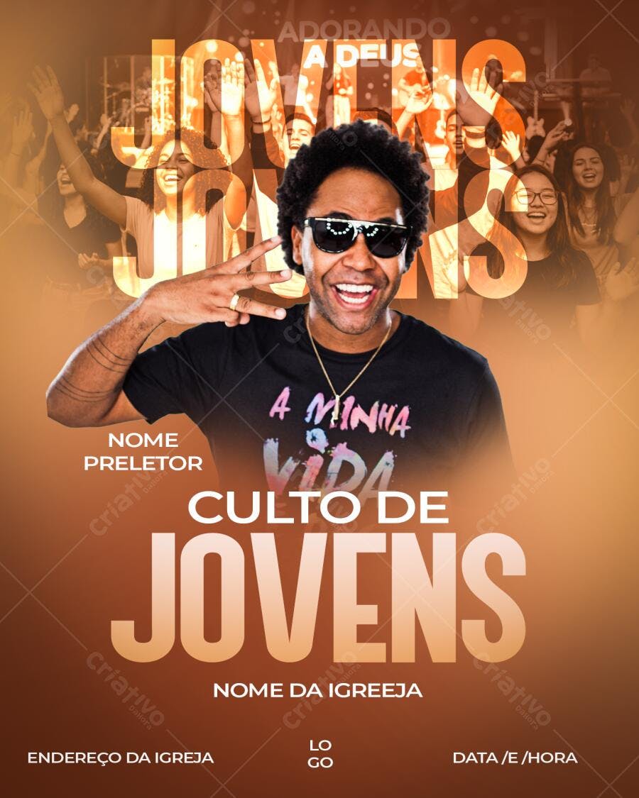 Flyer Culto de Jovens Igreja Cristã PSD Editável