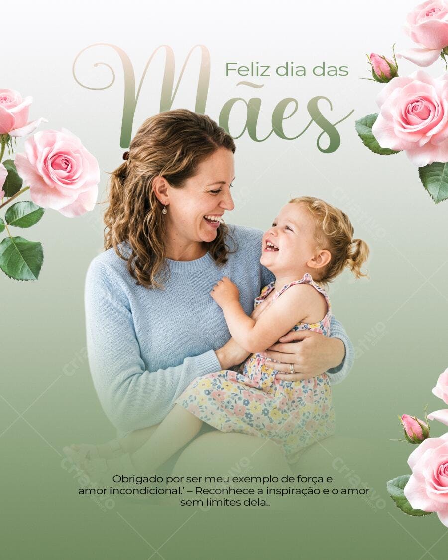 Flyer Dia das Mães Rosas Delicadas PSD Editável