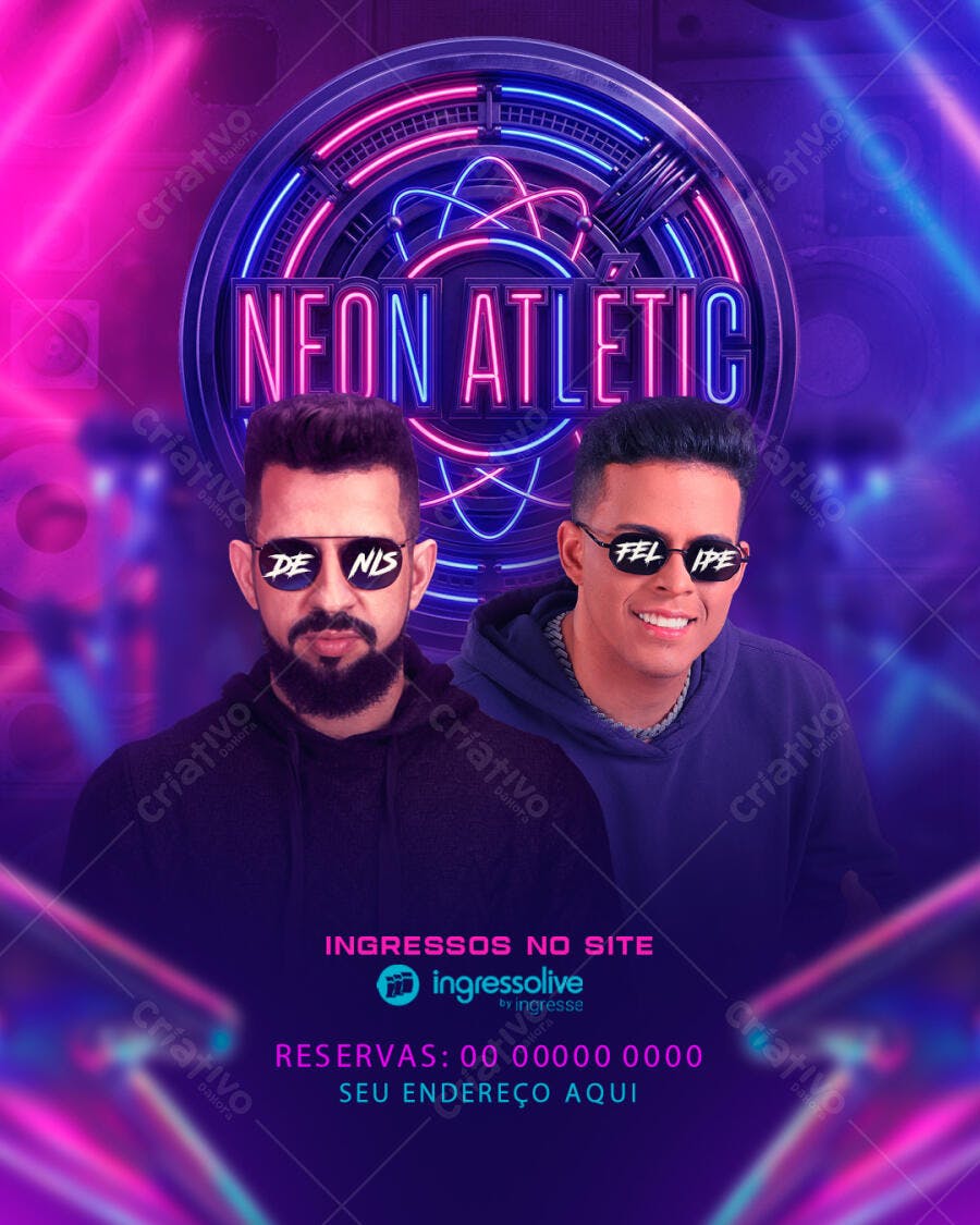 Flyer Evento Neon Balada Festa PSD Editável