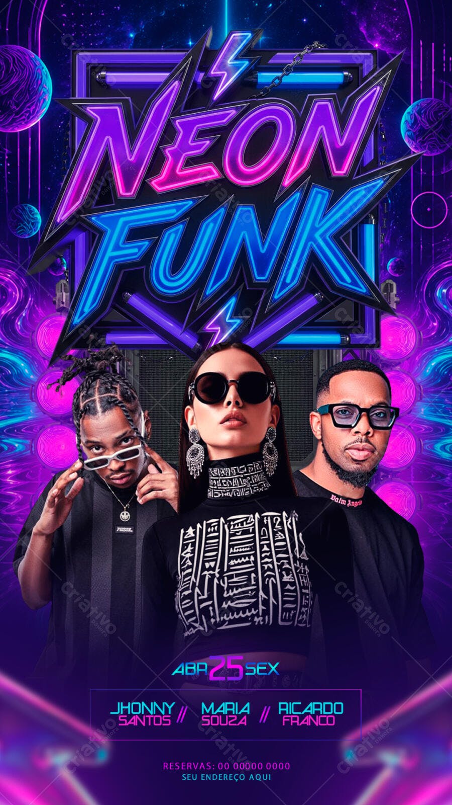 Flyer Neon Funk Balada Festa PSD Editável