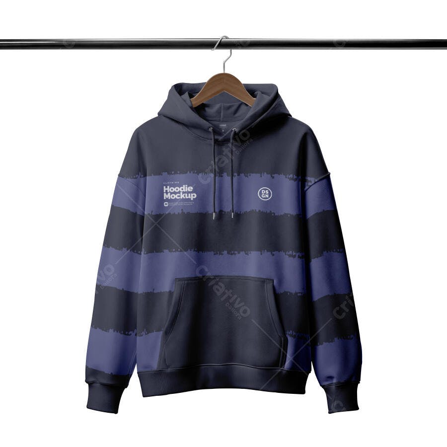 Mockup Hoodie Moletom Masculino Cabide Fundo Branco Editável