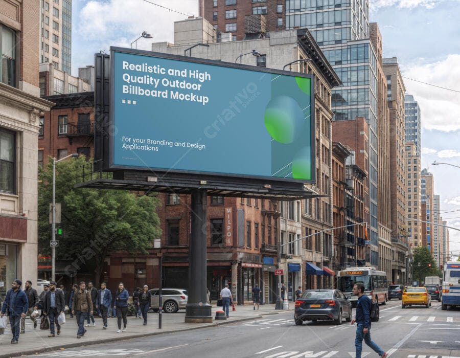 Mockup Outdoor Billboard Rua Urbana Realista Editável
