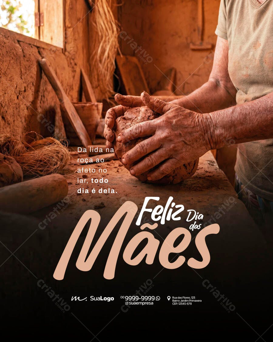 Post Dia das Mães Homenagem Rural PSD Editável