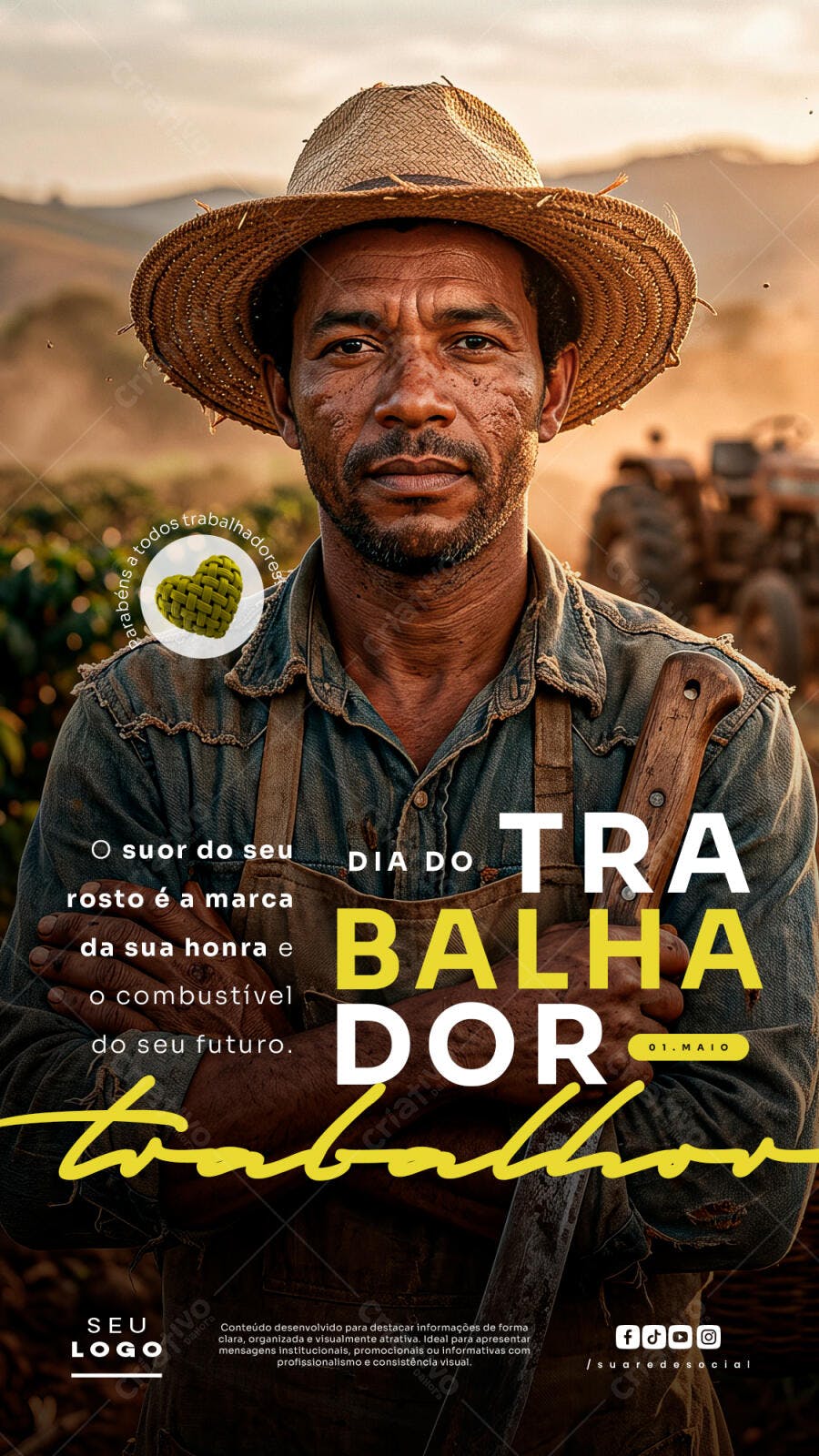 Post Dia do Trabalhador 1 de Maio PSD Editável