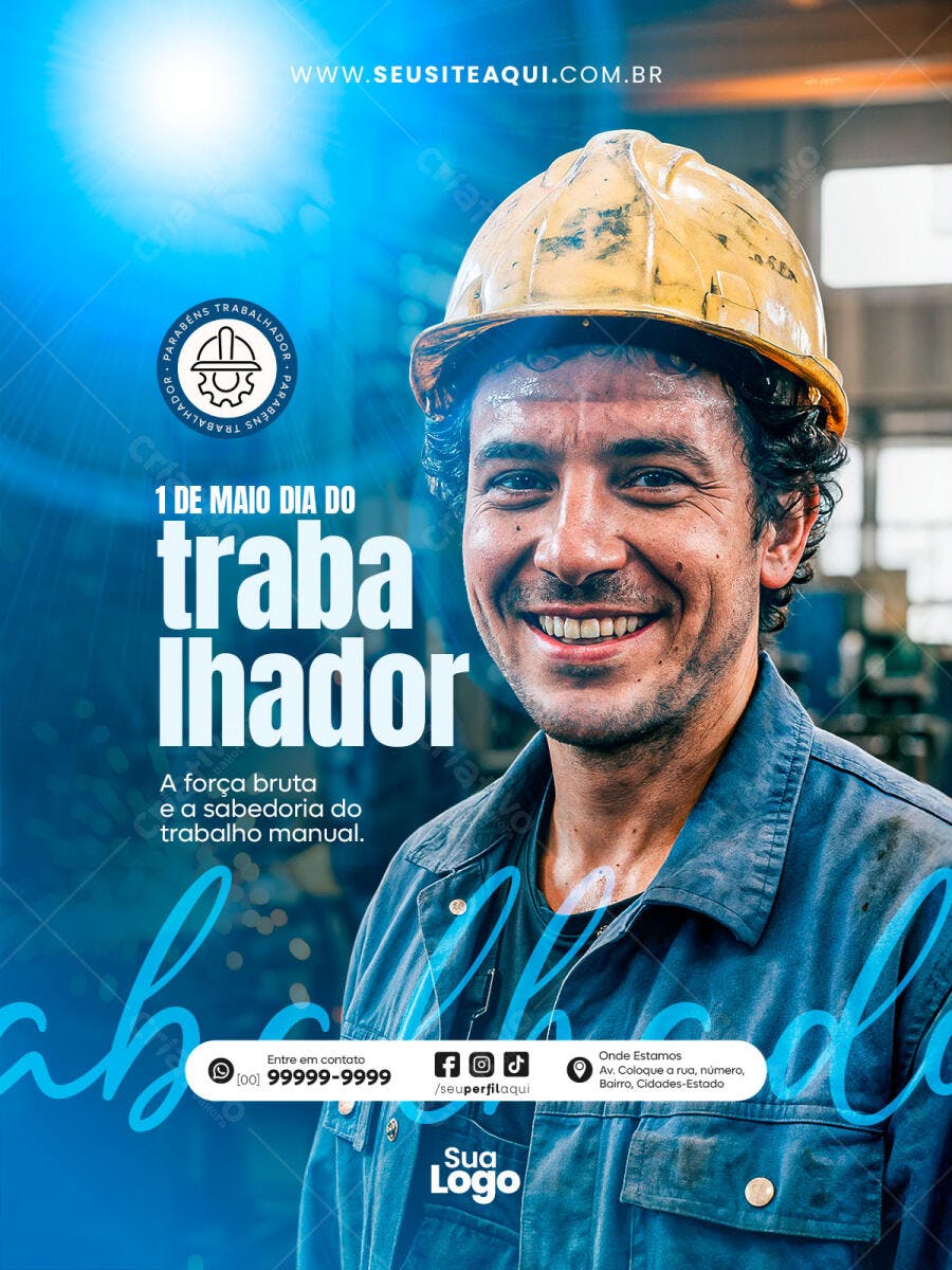Post Dia do Trabalhador 1 de Maio PSD Editável