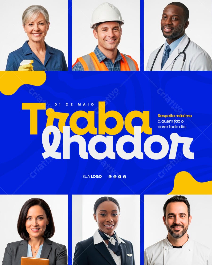 Post Dia do Trabalhador 1 de Maio PSD Editável