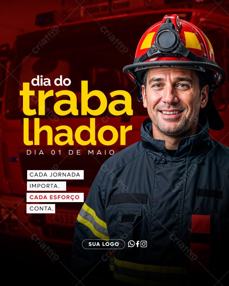 Post Dia do Trabalhador 1 de Maio PSD Editável