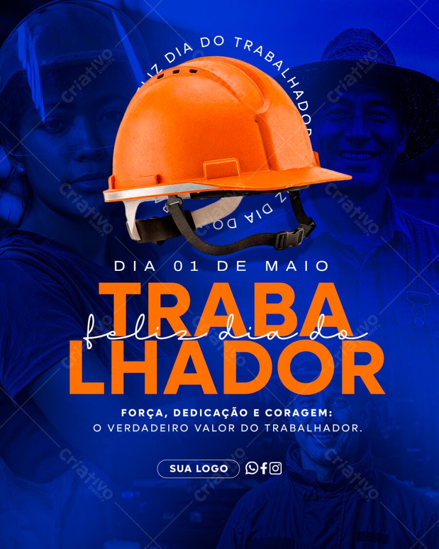 Post Dia do Trabalhador 1 de Maio PSD Editável