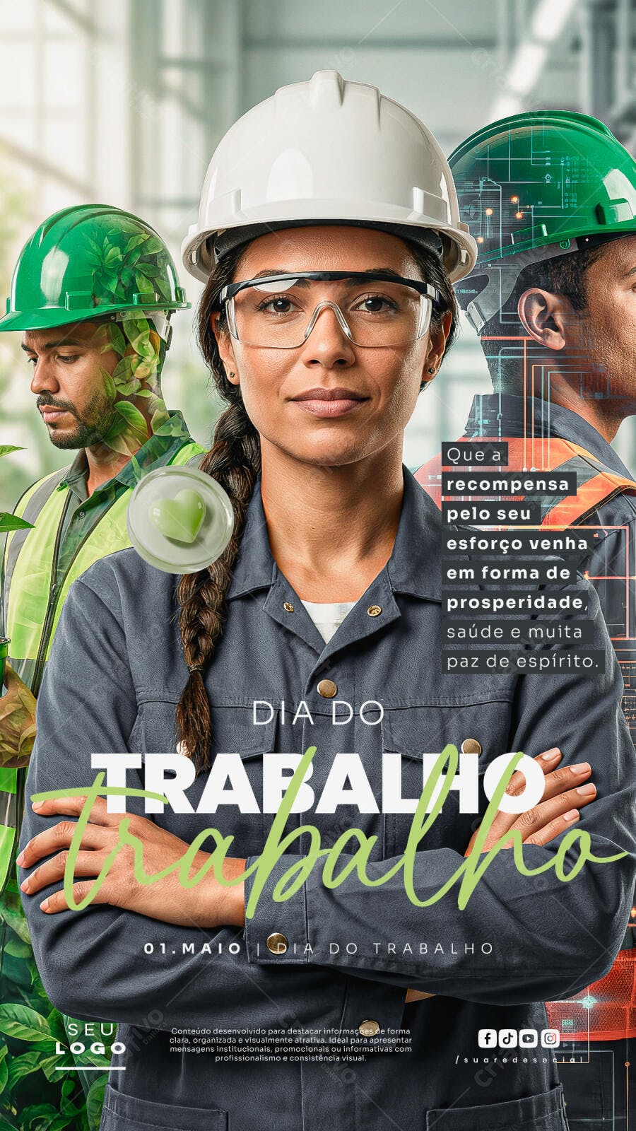 Post Dia do Trabalho 1 de Maio Profissional PSD Editável
