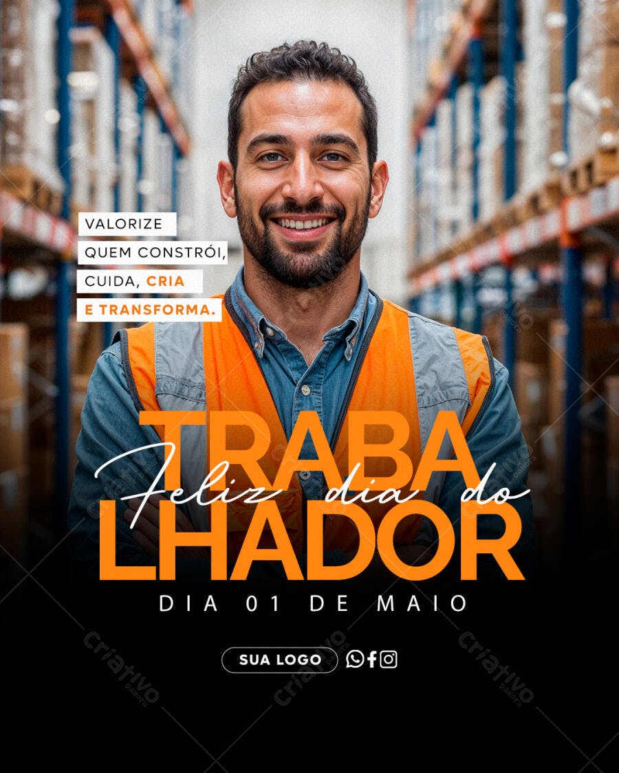 Post Dia do Trabalho 1 de Maio PSD Editável