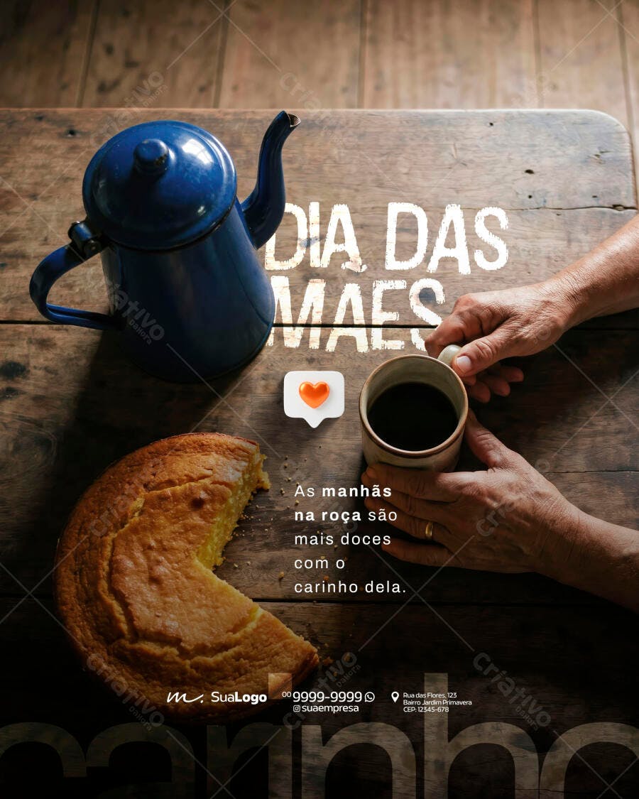 Post Instagram Dia das Mães Café Bolo PSD Editável