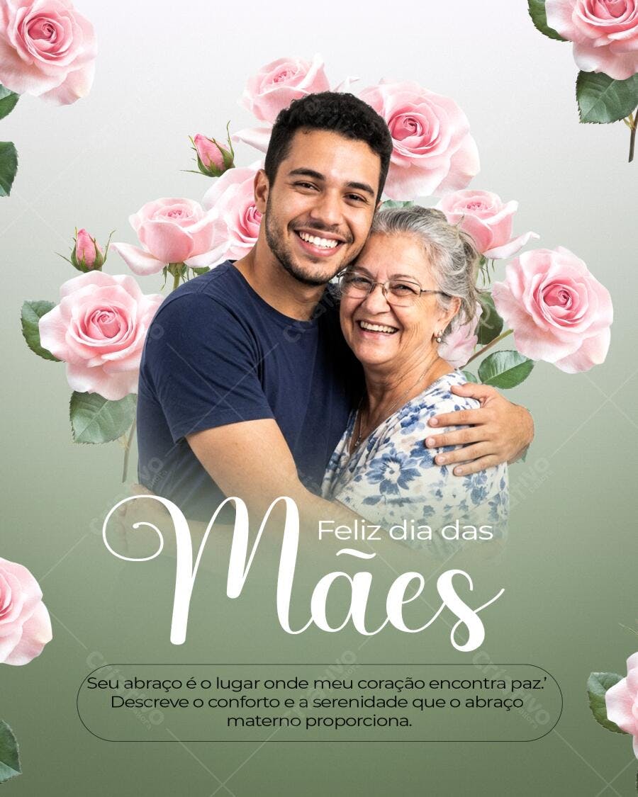 Post Instagram Dia das Mães Rosas PSD Editável