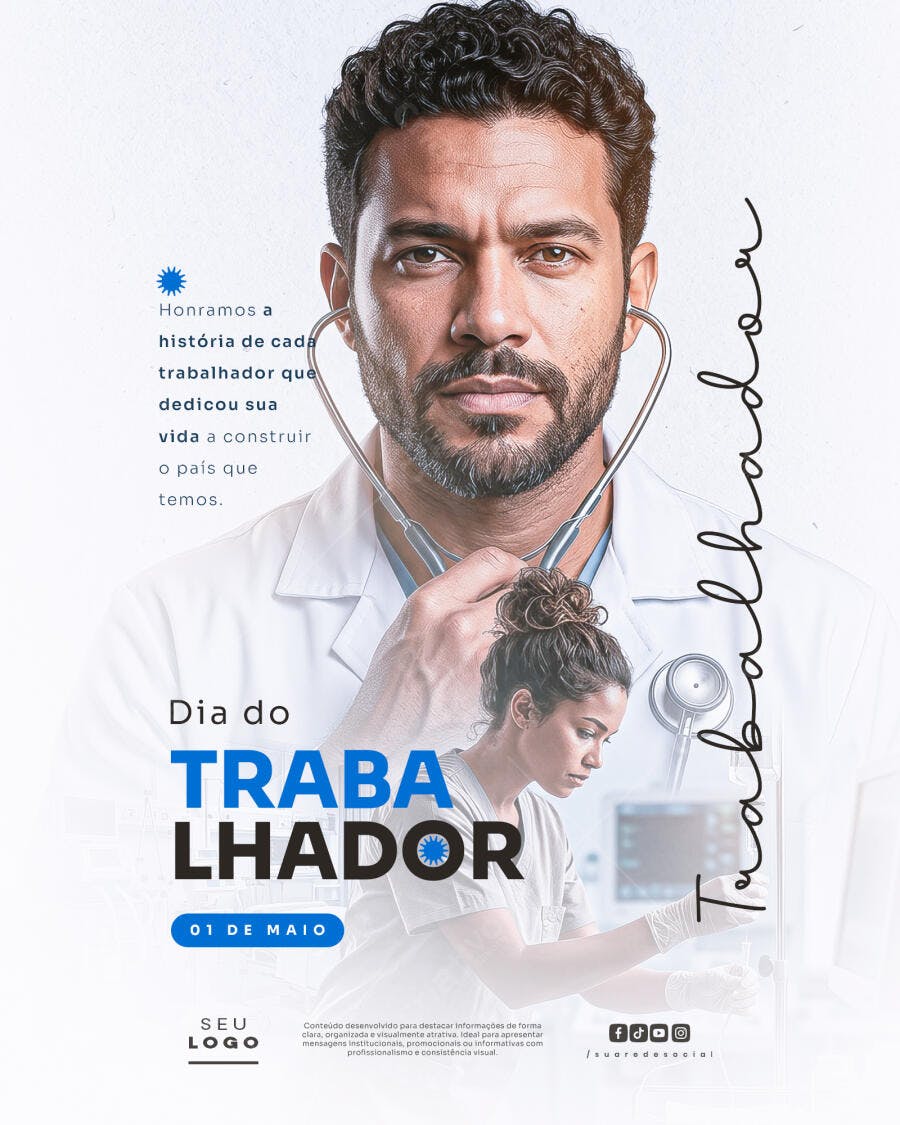 Post Instagram Dia do Trabalhador 01 de Maio PSD Editável