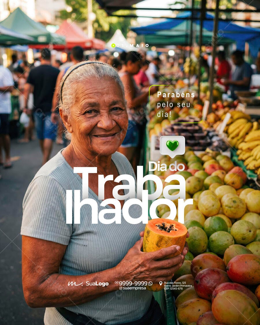 Post Instagram Dia do Trabalhador 1 de Maio PSD Editável