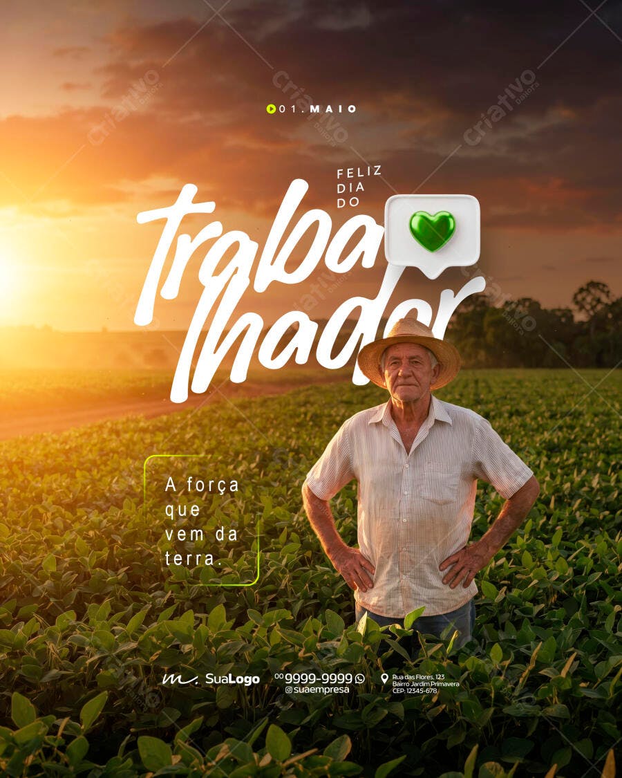 Post Instagram Dia do Trabalhador 1 de Maio PSD Editável