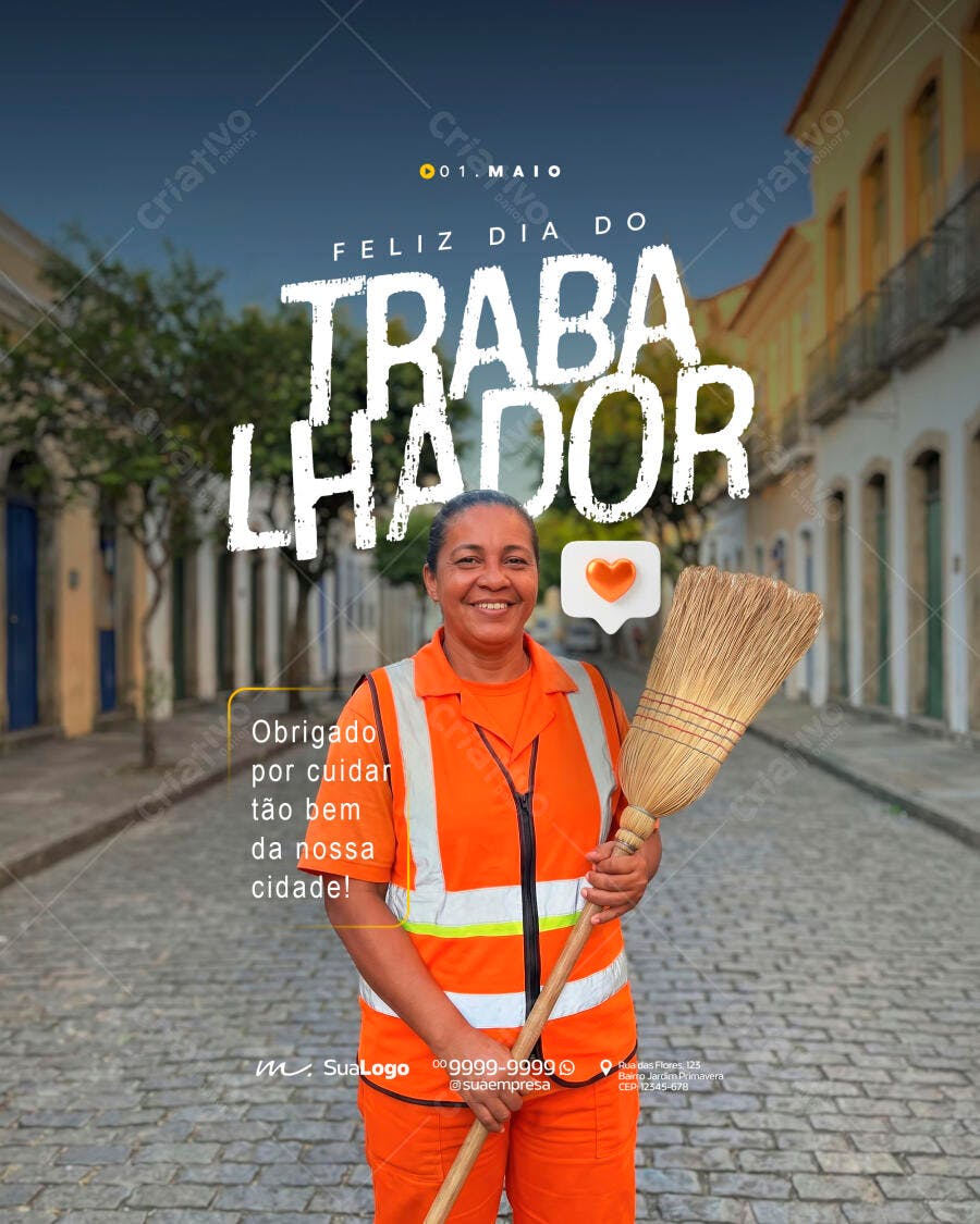 Post Instagram Dia do Trabalhador 1 de Maio PSD Editável