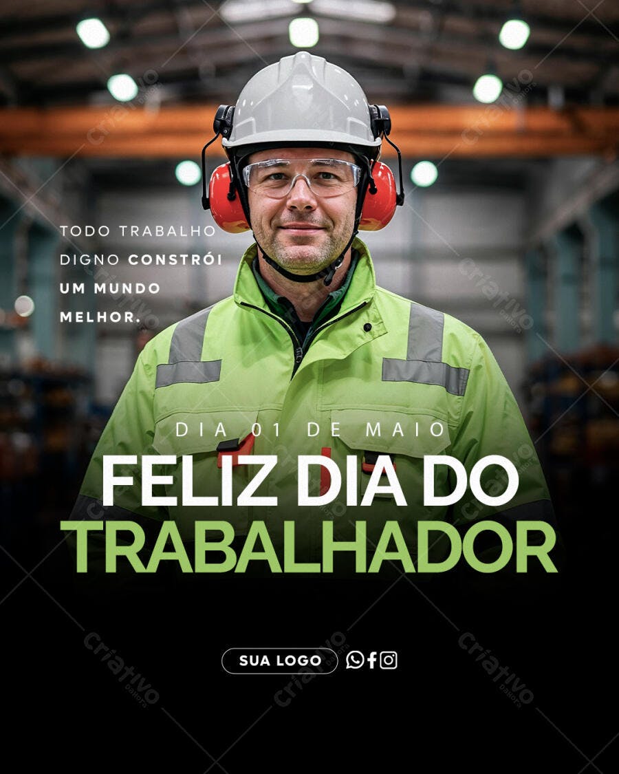 Post Instagram Dia do Trabalhador 1 de Maio PSD Editável
