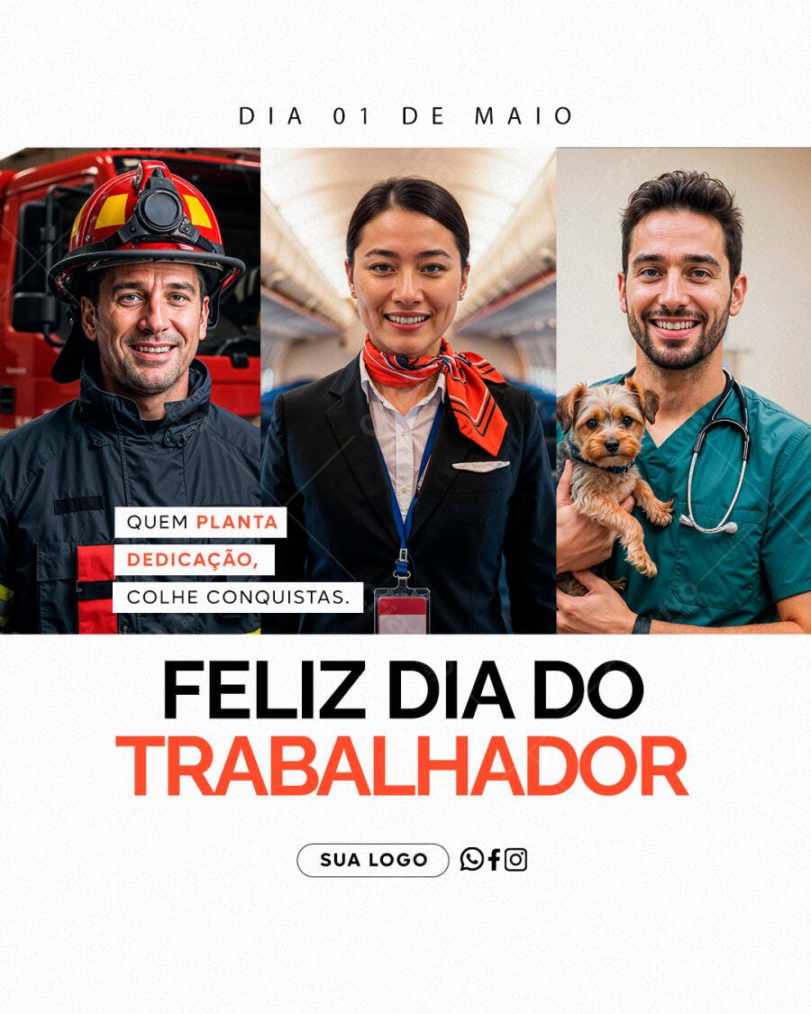 Post Instagram Dia do Trabalhador 1 de Maio PSD Editável