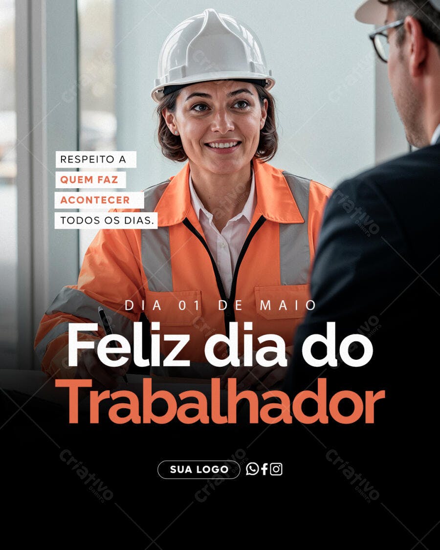 Post Instagram Dia do Trabalhador 1 de Maio PSD Editável