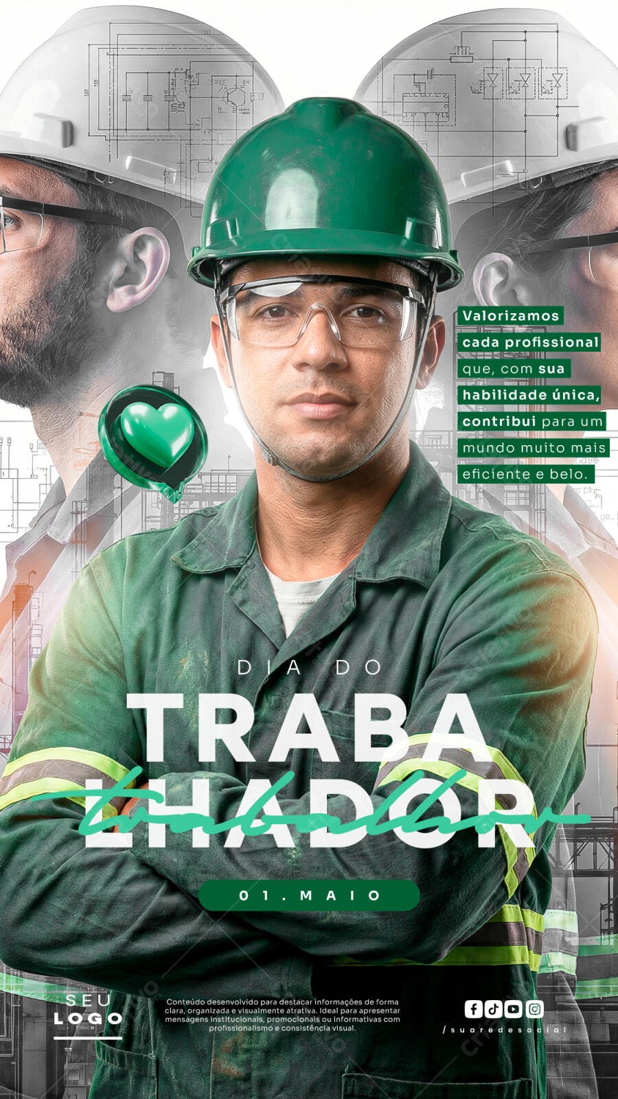 Post Instagram Dia do Trabalhador 1 de Maio PSD Editável