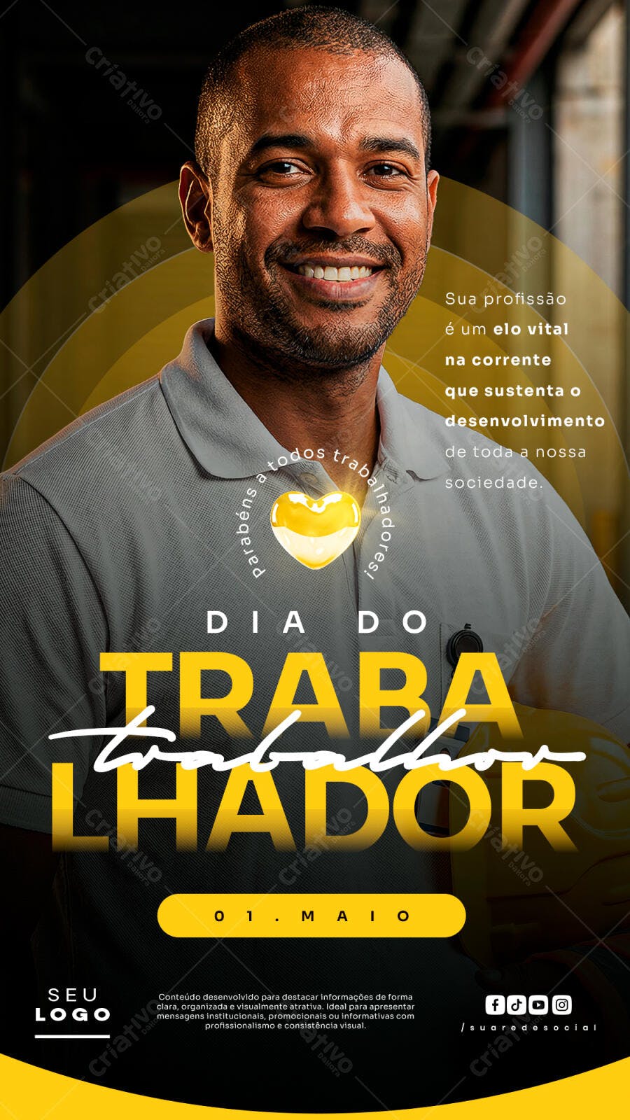 Post Instagram Dia do Trabalhador 1 de Maio PSD Editável