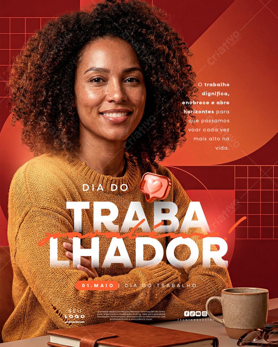 Post Instagram Dia do Trabalhador 1 de Maio PSD Editável