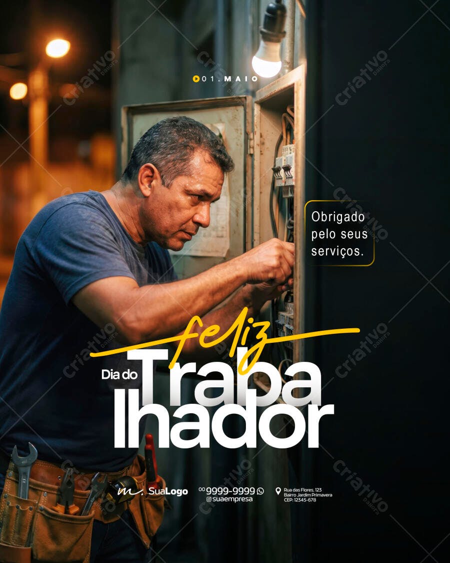 Post Instagram Dia do Trabalhador 1 de Maio PSD Editável