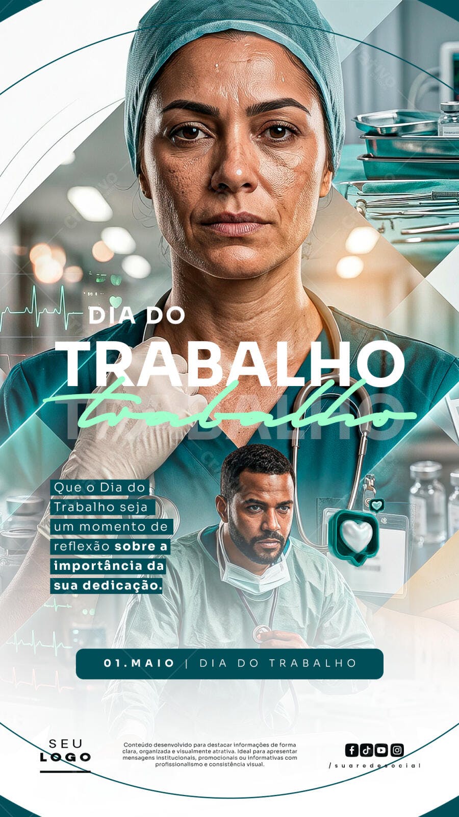Post Instagram Dia do Trabalho 1 de Maio PSD Editável