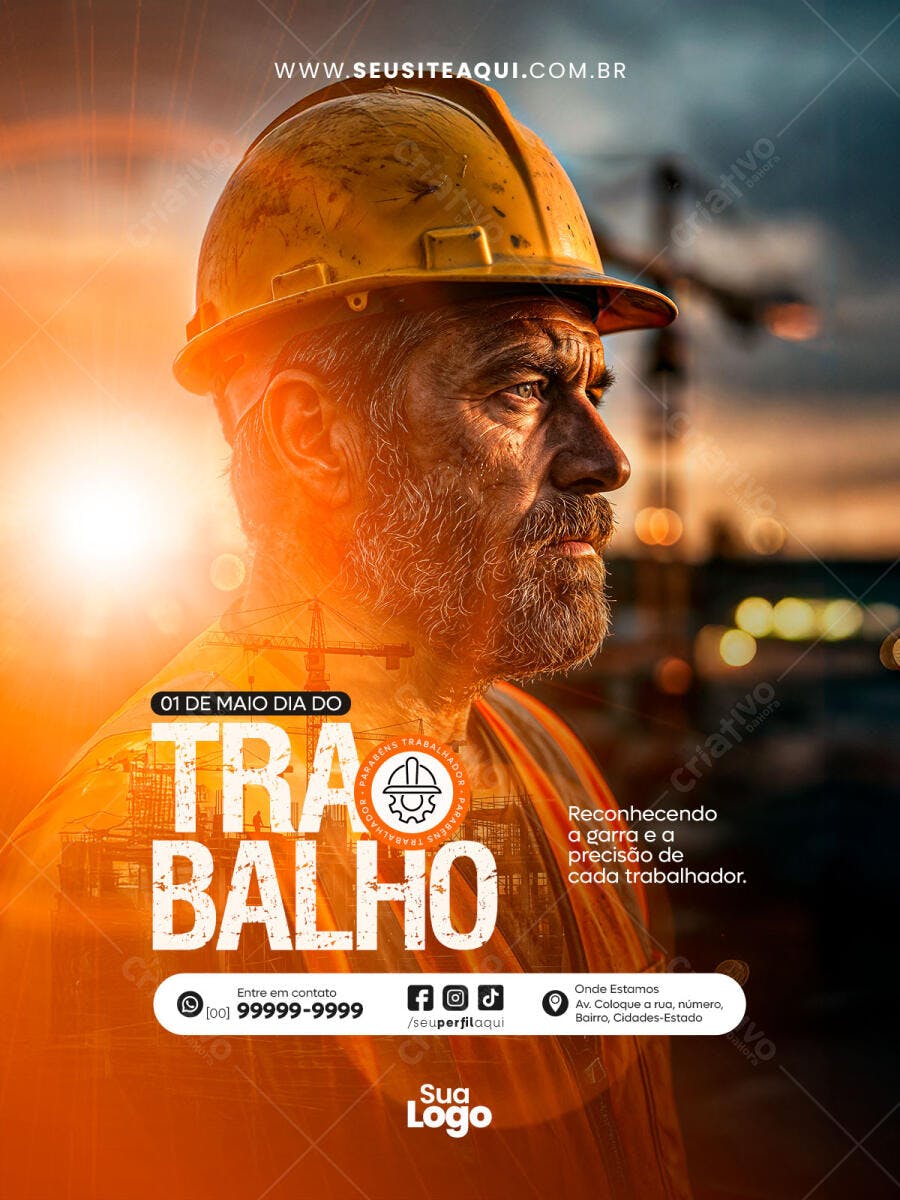 Post Instagram Dia do Trabalho 1 de Maio PSD Editável