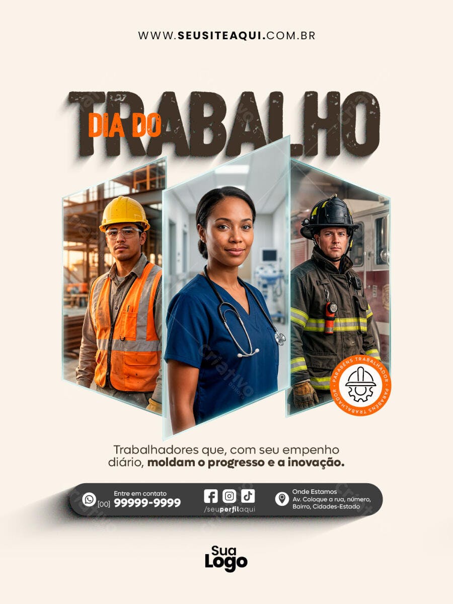 Post Instagram Dia do Trabalho 1 de Maio PSD Editável
