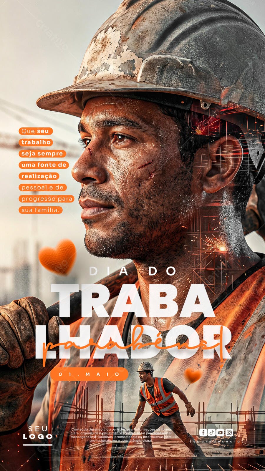 Story Dia do Trabalhador 1 de Maio Construção PSD Editável