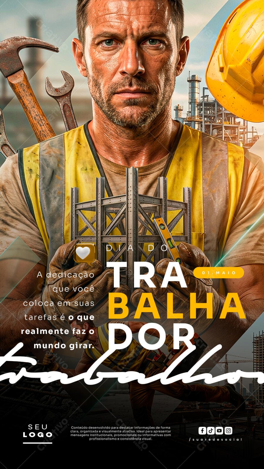Story Dia do Trabalhador 1 de Maio Construção PSD Editável