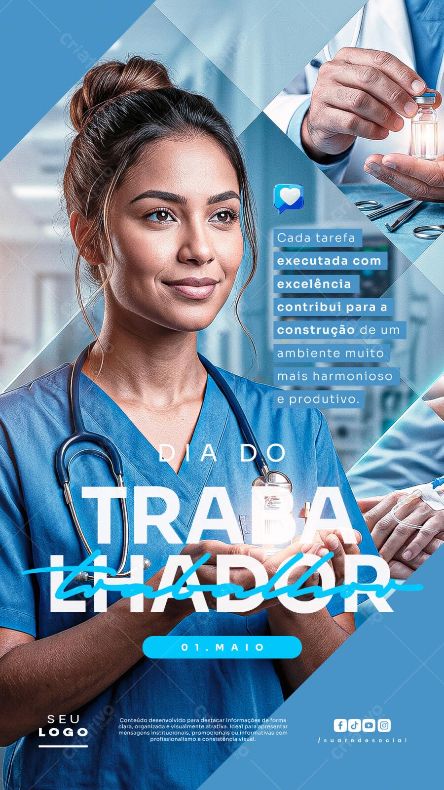 Story Dia do Trabalhador 1 de Maio Saúde PSD Editável