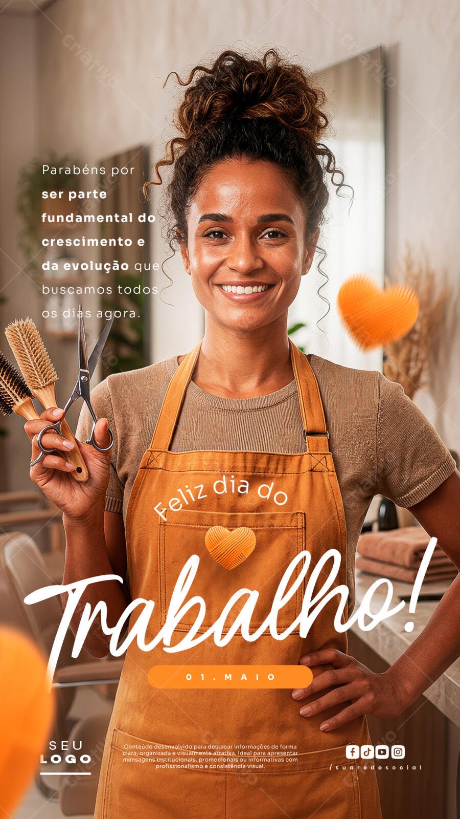Story Dia do Trabalho 01 de Maio Salão de Beleza PSD Editável