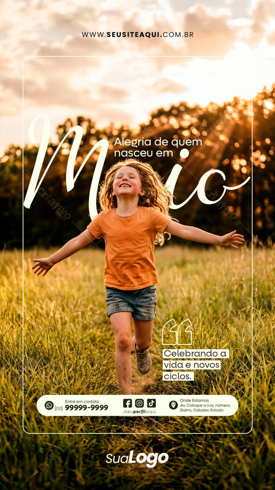 Story Instagram Aniversário Maio PSD Editável