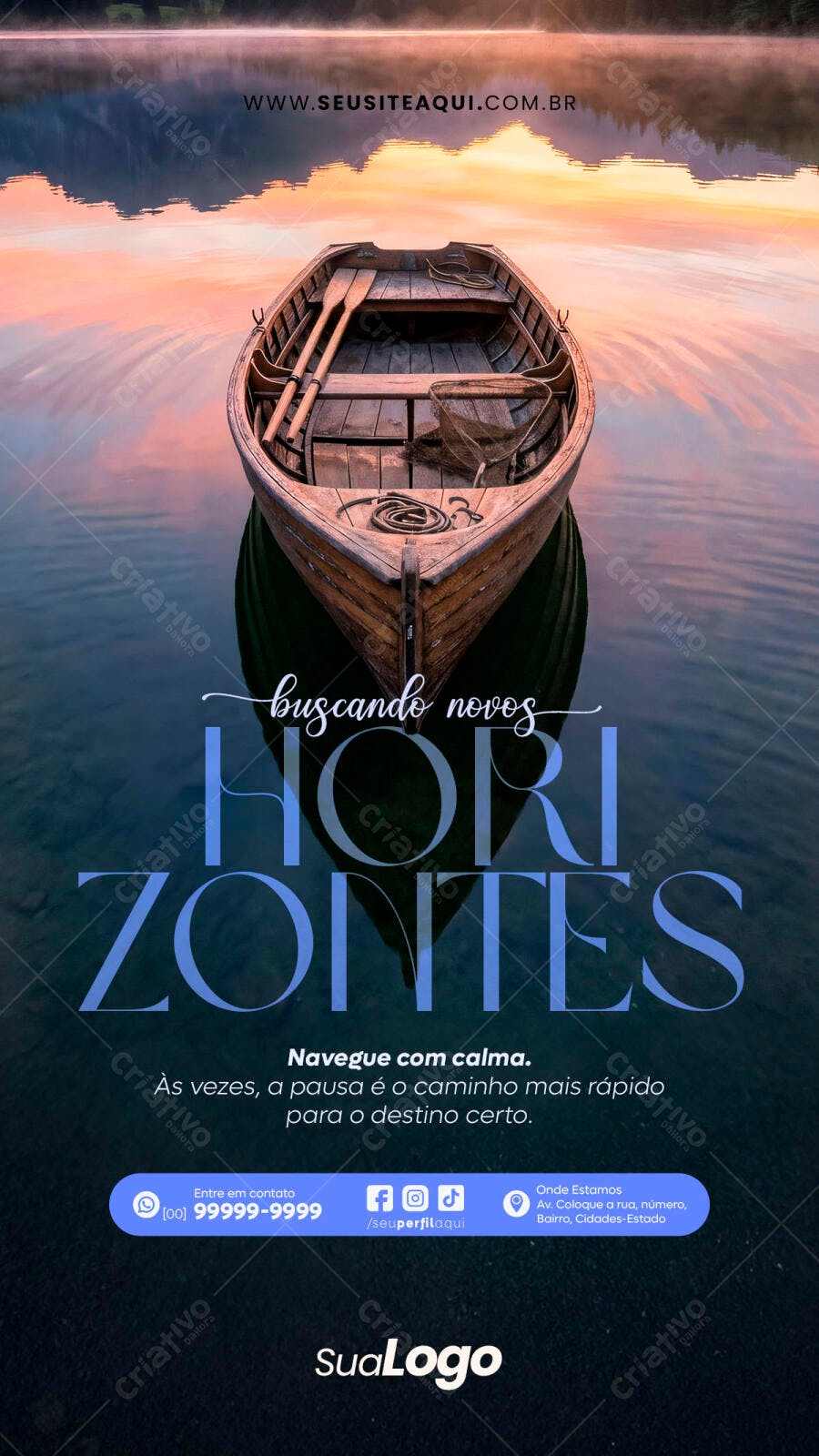 Story Instagram Reflexão Barco Horizontes PSD Editável