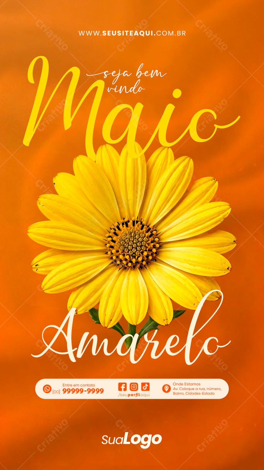 Story Instagram Seja Bem Vindo Maio Amarelo PSD Editável