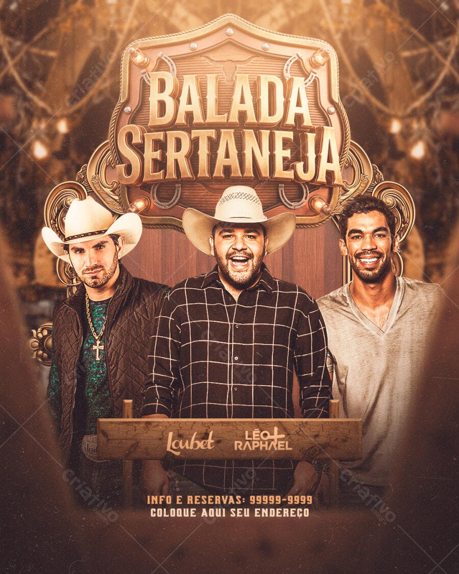 Flyer Balada Sertaneja Evento Musical PSD Editável